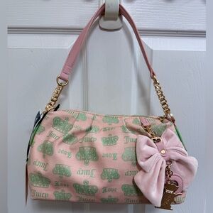 NWT Juicy Couture Juicy Fan Club Shoulder Bag In Pink Diamond/Retro